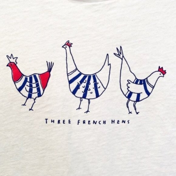 J. Crew | White Three French Hens Collector Tee Shirt | Size Extra Extra Small - Picture 2 of 11